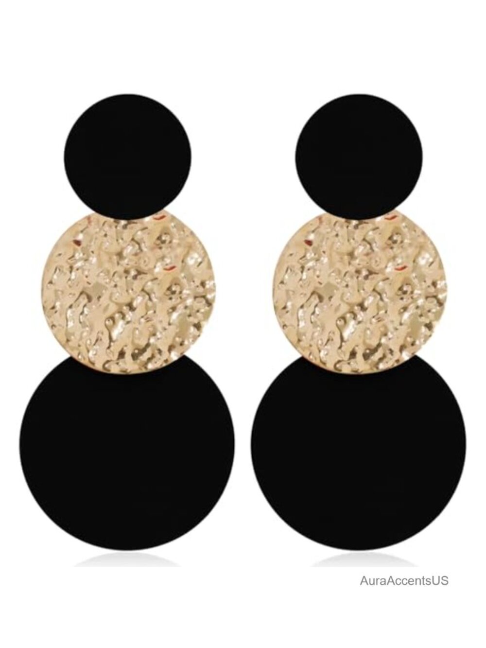 Handmade Alloy Dangle Drop Earrings Round Disk Statement Boho Lightweight